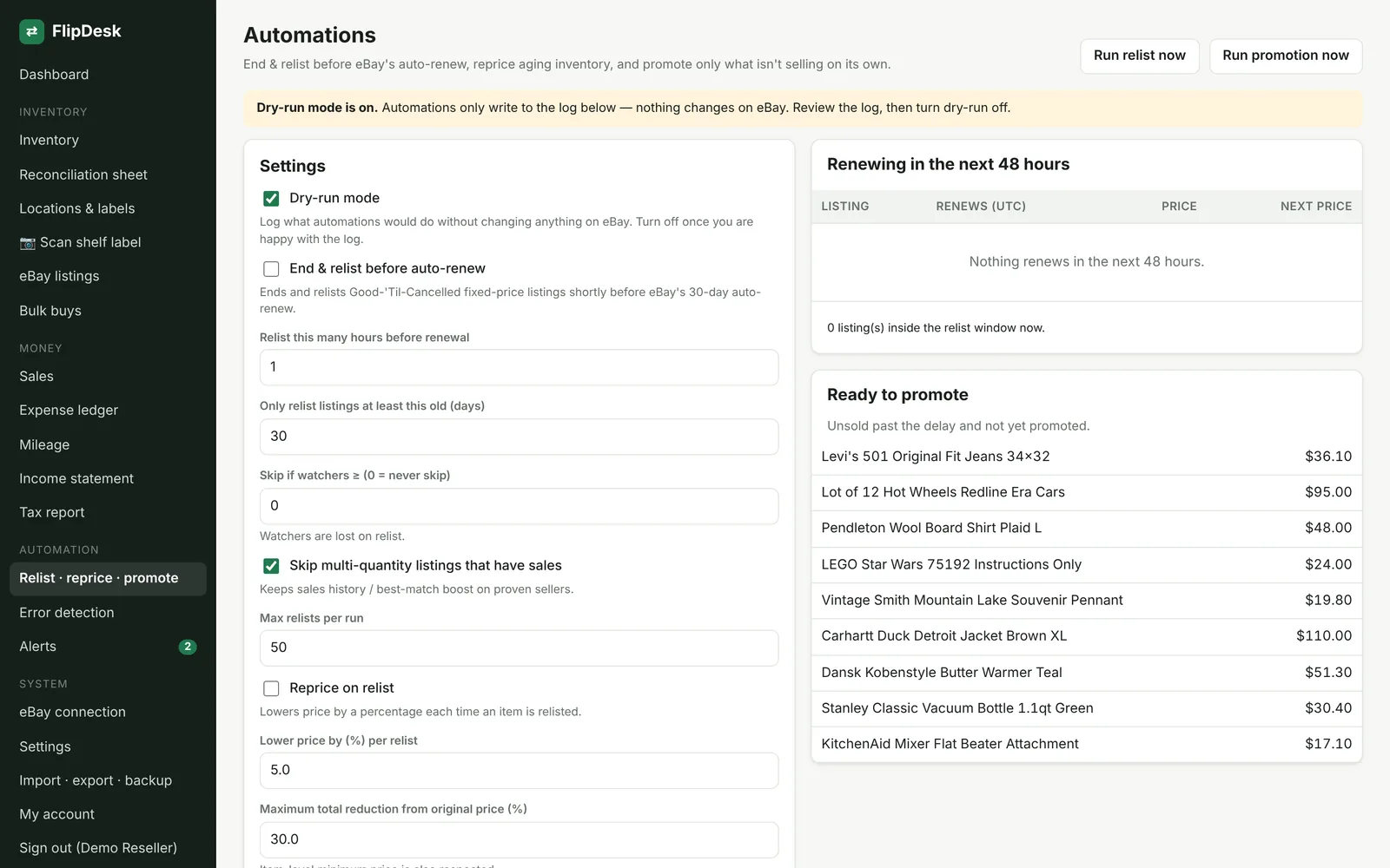 FlipDesk automations screen